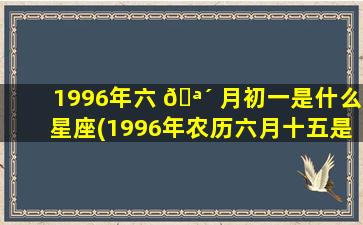 1996年六 🪴 月初一是什么星座(1996年农历六月十五是什么 🐝 星座)